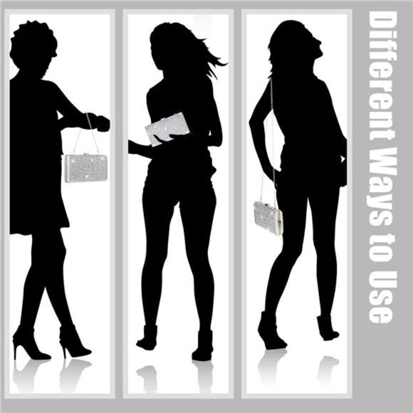 Kigeli 4 Pieces Women Rhinestone Evening Clutch Bag Bling Earring Necklace - Picture 5 of 7